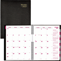Brownline&reg; CoilPro&trade; Monthly Planner Hard Cover 14-Month 11" x 8-1/2" English Black