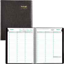 Brownline&reg; EcoLogix&reg; Weekly Diary 11"x8-1/2" English Black