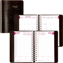 Brownline&reg; Essential Daily Diary Twin Wire 8"x5" English Black