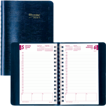 Brownline&reg; Essential Daily Diary Twin Wire 8"x5" English Blue