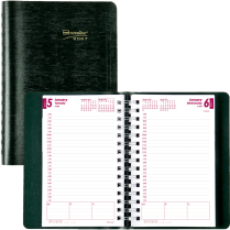 Brownline&reg; Essential Daily Diary Twin Wire 8"x5" English Green