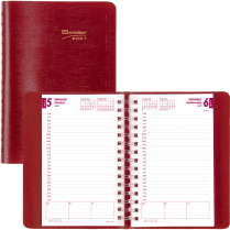 Brownline&reg; Essential Daily Diary Twin Wire 8"x5" English Red
