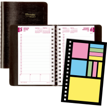 Brownline&reg; Essential PlannerPlus Daily Diary Twin Wire Soft Cover 5"x8" English Black