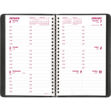 Brownline&reg; Essential Weekly Diary Soft Cover Twin Wire 8"x5" English Black