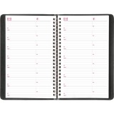 Brownline&reg; Essential Weekly Diary Soft Cover Twin Wire 8"x5" English Black