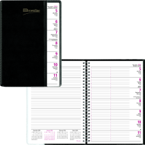 Brownline&reg; Pre-Vu Weekly Planner 12 months 8-1/2"x6-3/4" Bilingual Black