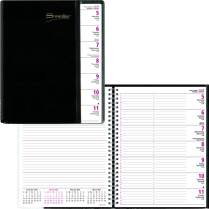 Brownline&reg; Pre-Vu Weekly Planner 12 months 11"x8-1/2" Bilingual Black