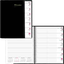 Brownline&reg; Pre-Vu Weekly Planner 12 months 11" x 8-1/2" English Black