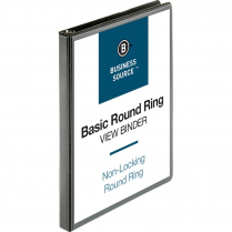 Business Source Basic Round Ring View Binder 1/2" Black