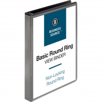 Business Source Basic Round Ring View Binder 1" Black