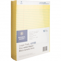 Business Source Micro-Perforated Ruled Pads 8-1/2"x11-3/4" Yellow 12/pkg