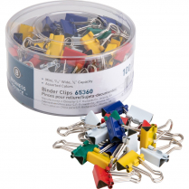 Business Source Binder Clips 9/16" Assorted Colours 100/pkg