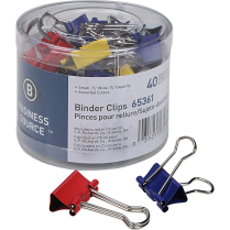 Business Source Binder Clips 3/4" Assorted Colours 40/pkg