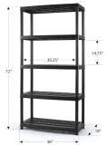 *Lightly Used* TuffStore Plastic Shelving 72"Hx36"Wx18"D 5 Shelves Black
