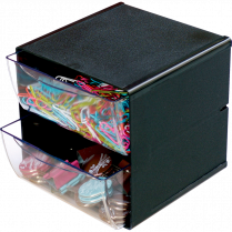 Deflecto&reg; Stackable Storage Cube Two Drawers Black