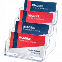 Deflecto&reg; Business Card Holder 4 Compartments Clear