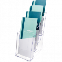 Deflecto&reg; Multi-tier Literature Holder 4-Tier Leaflet Clear