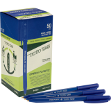 Dixon&reg; Tratto 1 Uno Green Plastic Retractable Ball Point Pens Medium Blue 50/box