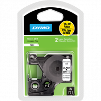 DYMO&reg; D1&trade; Polyester Replacement Tapes 1/2" Black on White 2/pkg
