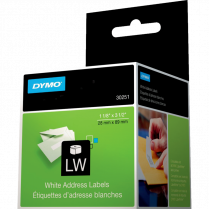 DYMO&reg; LabelWriter&reg; Standard Address Labels 1-1/8"x3-1/2" White 130 Labels 2 rolls/box