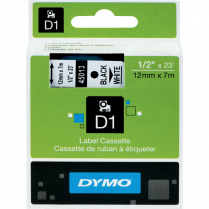 DYMO&reg; D1&trade; Polyester Replacement Tape 1/2" Black on White