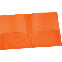 Oxford&reg; Two Pocket Poly Portfolio Letter Orange