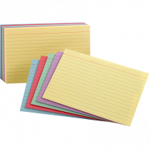 Oxford&reg; Coloured Index Cards Ruled 3"x5" Assorted Colours 100/pkg