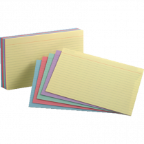 Oxford&reg; Coloured Index Cards Ruled 5"x8" Assorted Colours 100/pkg