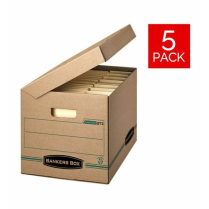 Bankers Box Attached Lid File Storage Boxes Letter/Legal 5/pkg