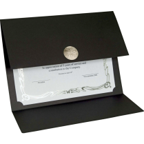 St. James&reg; Elite Medallion Fold Certificate Holder Black with Silver Medallion 5/pkg