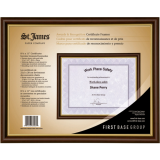 St. James&reg; Awards and Recognition Certificate Frame 12"x9-1/2" Tuscan Cherry with Gold Trim
