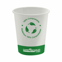 Globe&trade; Single Wall Hot/Cold Compostable Paper Cups 8oz White 50/pkg
