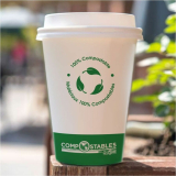 Globe&trade; Single Wall Hot/Cold Compostable Paper Cups 8oz White 50/pkg