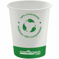 Globe&trade; Single Wall Hot/Cold Compostable Paper Cups 10oz White 50/pkg