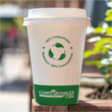 Globe&trade; Single Wall Hot/Cold Compostable Paper Cups 10oz White 50/pkg