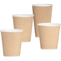 Genuine Joe Ripple Cups 16oz Brown 25/pkg