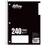 Hilroy 3 Subject Coil Notebook 8"x10-1/2" 240pgs Assorted Colours