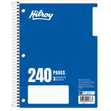 Hilroy 3 Subject Coil Notebook 8"x10-1/2" 240pgs Assorted Colours