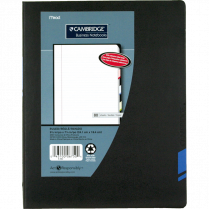 Mead&reg; Cambridge&reg; Tab Business Notebook 9-1/2"x7-1/4"  160 pages Black with Blue tab