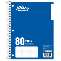 Hilroy Graph Coil Notebook 10-1/2"x8" 5mm Squares 80 pages Blue