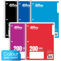 Hilroy Graph Coil Notebook 10-1/2"x8" 4:1" Squares Assorted Colours 200 pages