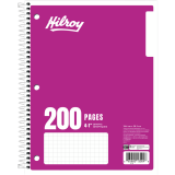 Hilroy Graph Coil Notebook 10-1/2"x8" 4:1" Squares Assorted Colours 200 pages