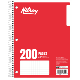 Hilroy Graph Coil Notebook 10-1/2"x8" 4:1" Squares Assorted Colours 200 pages