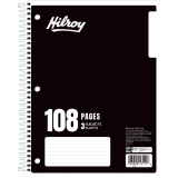 Hilroy 3-Subject Notebook Ruled 10-1/2x8" 108pgs Assorted Colours