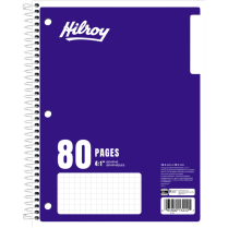 Hilroy Graph Coil Notebook 10-1/2"x8" 4:1" Squares Purple 80 pages