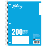 Hilroy 1-Subject Notebooks Coil Bound 200 pages 10-1/2"x8" Assorted Colours