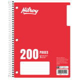 Hilroy 1-Subject Notebooks Coil Bound 200 pages 10-1/2"x8" Assorted Colours