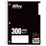Hilroy 3-Subject Notebook Ruled 10-1/2x8" 300pgs Assorted Colours