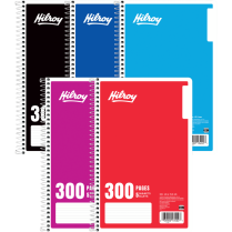 Hilroy 5-Subject Notebook Ruled 300 pages 9-1/2"x6" Assorted Colours
