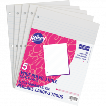 Hilroy 3-Hole Letter Writing Pads Wide Rule 96 sheets per pad 5/pkg